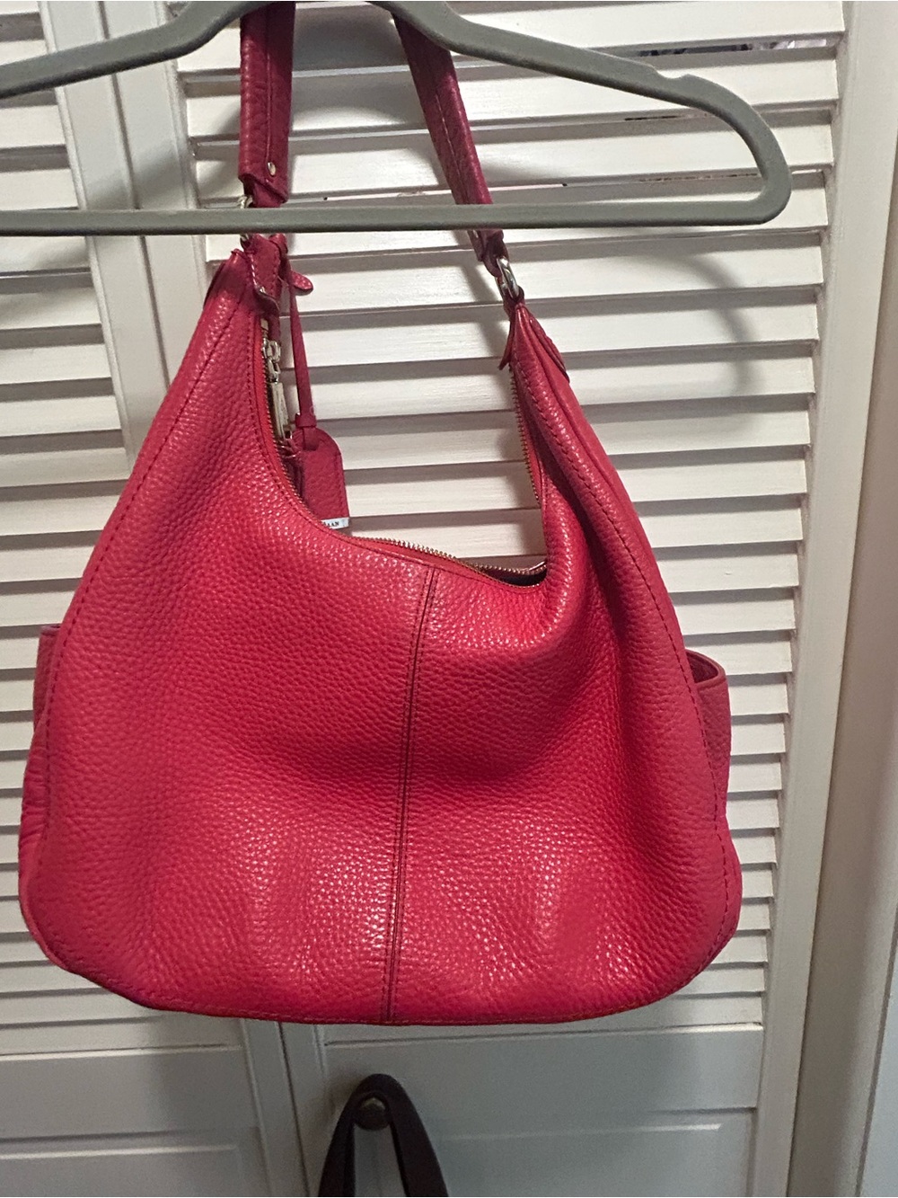 Cole Haan Red Pebbled Leather Hobo Shoulder Bag - Picture 3 of 7